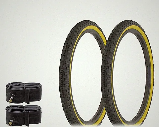 1 PAIR! Bicycle Bike Tires & Tubes 20" x 1.75" Black/Gum Side Wall BMX COMP 3.