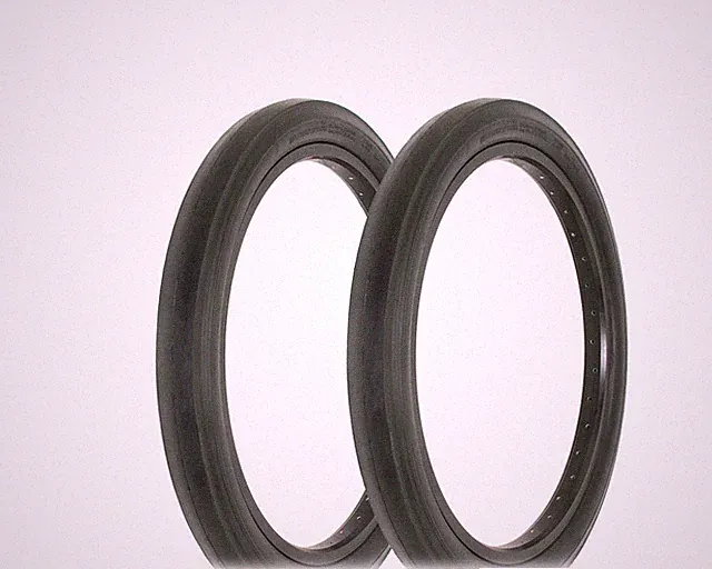 2 RALSON 20 X 2.125 BLACK SLICK BICYCLE TIRES, S-2 RIM, SCHWINN STYLE.