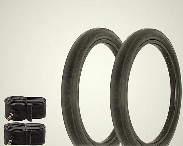 2 RALSON 20 X 2.125 BLACK SLICK BICYCLE TIRES, S-2 RIM, SCHWINN STYLE W/TUBES.