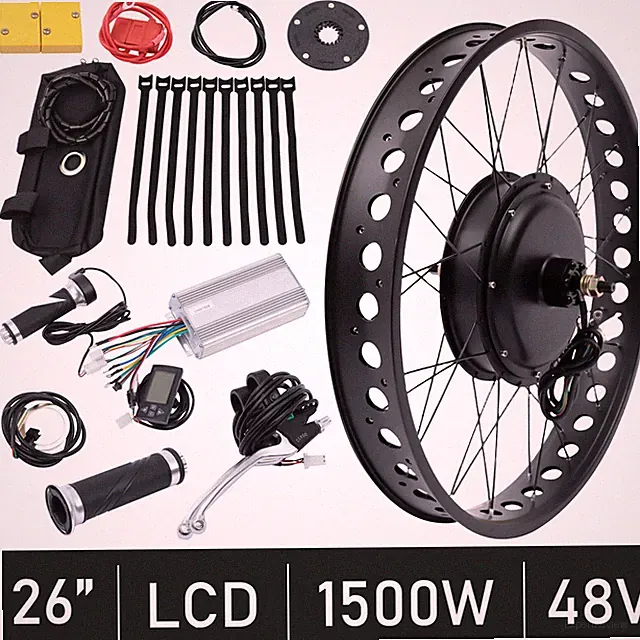 E-Bike Fat Tire Bicycle Rear Wheel Hub Motor Conversion Kit For 26" 48V 1500W