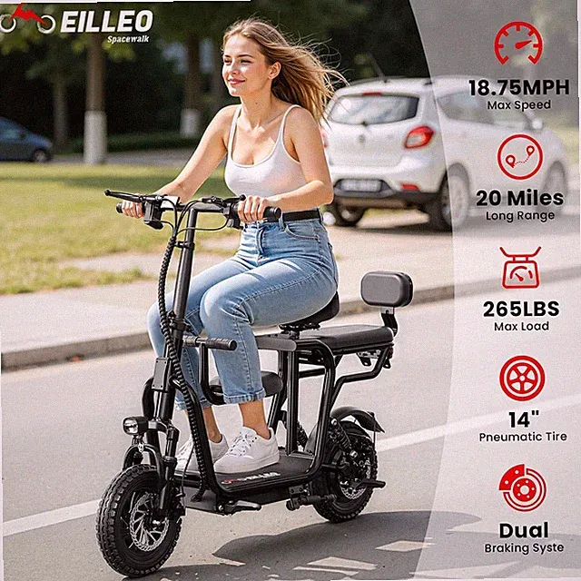 Electric Bike Upgrade Version,E Bike with 12" Tire 750W 18.75mph for Women/Man