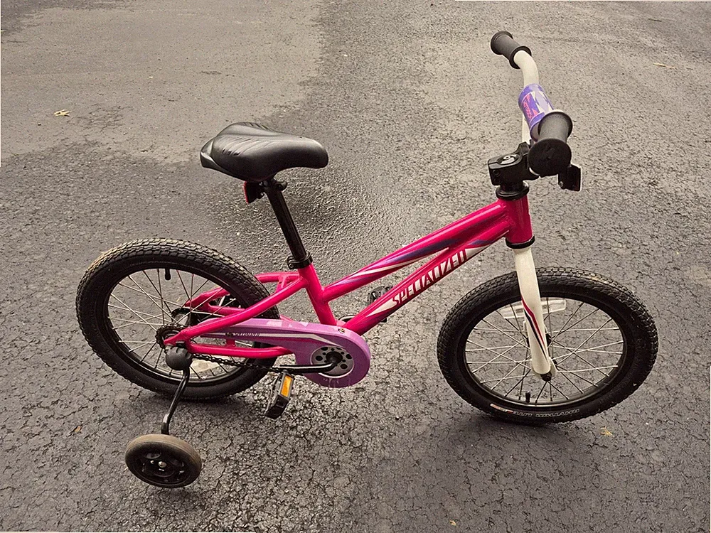 Specialized Hotrock 16 Girls Kids Bike Pink Coaster Brake + Training Wheels