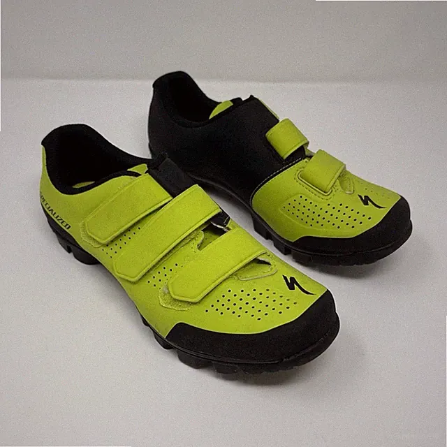 Specialized Mountain Bike Cycling Shoes Yellow Black Hook & Loop 2-Bolt Cleats