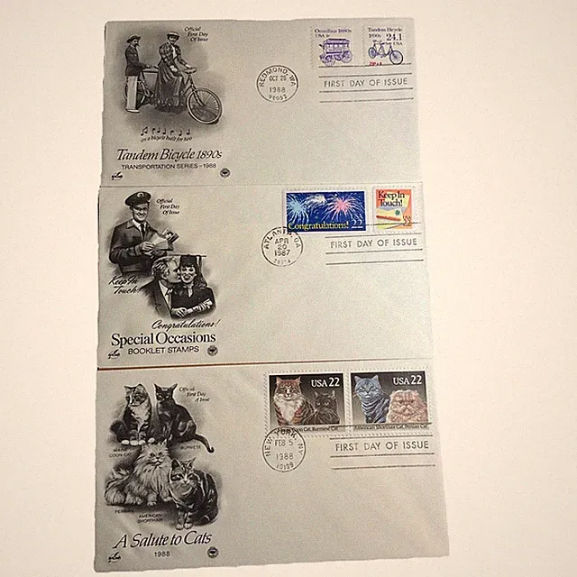 Tandem Bicycle 1890s- 1988 A Salute Cats 1988 & Special Occasions 1987 First Day
